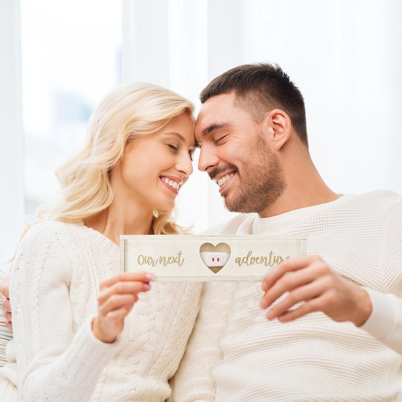 Barydat Pregnancy Test Gifts Box Keepsake Box Pregnancy Announcement for Husband Wooden Baby Reveal Announcements Surprise Ideas Test Holder Baby Souvenir Gifts for Dad Grandma Grandparents(White) - Image 4